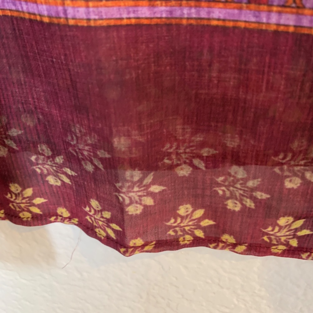 SUSAN GRAVER Purple Floral Chiffon Tunic Top Size 2XP Button Up Semi Sheer Artsy - Picture 9 of 15